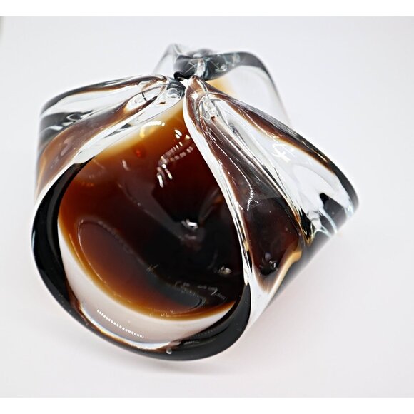 Vintage Chalet Glass Basket Brown & Clear Mid Century Modern Contemporary Canada - Picture 3 of 6